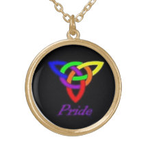 Gay Pride Celtic Knot Gold Necklace