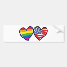 GAY-PRIDE-HEART-AND-FLAG BUMPER STICKERS