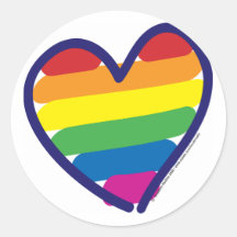 GAY-PRIDE-HEART-In-catneato Round Stickers