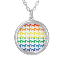Gay Pride Rainbow Dachshunds Personalized Necklace