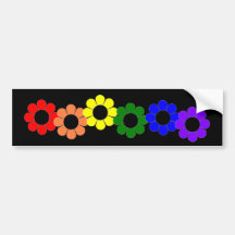 Gay Pride Rainbow Flowers Bumper Stickers