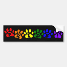 Gay Pride Rainbow Pawprints Bumper Stickers