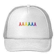 Gay Pride Ribbon colours Trucker Hat