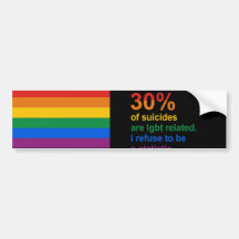 Gay Suicide - I refuse to be a statistic Bumper Stickers
