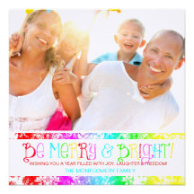 GC Be Merry & Bright Christmas New YEar Personalized Announcements