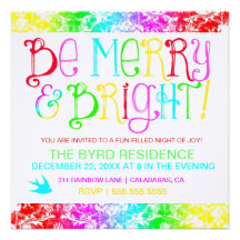 GC Be Merry & Bright Rainbow Bird Invitation