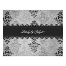 GC | Charcoal Grey Vintage Glam RSVP Personalized Announcement