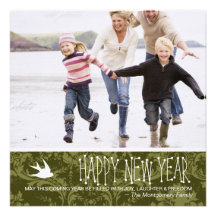 GC Fly in the New Year Moss Damask Custom Invitations