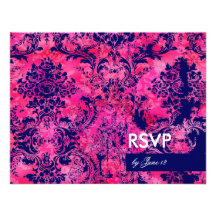 GC | Jolie Chandelier Pink Ink Damask RSVP Custom Announcement