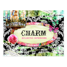 GC Shabby Vintage Charm Black Damask Post Cards