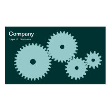 Gears - Lt Blue Green on Dk Green Business Card