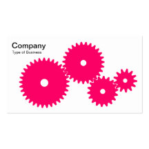 Gears - Neon Red on White Business Card