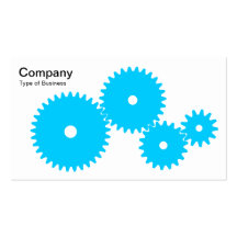 Gears - Sky Blue on White Business Card Template