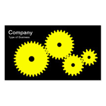Gears - Yellow on Black Business Card Templates