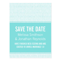 Geek Chic Save the Date Postcard, Aqua