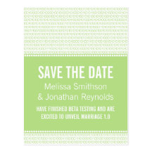 Geek Chic Save the Date Postcard, Green
