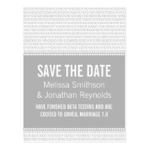 Geek Chic Save the Date Postcard, Grey