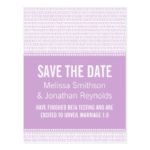 Geek Chic Save the Date Postcard, Lilac