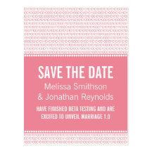 Geek Chic Save the Date Postcard, Pink