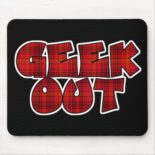 Geek Out Plaid Text Design Mouse Mats