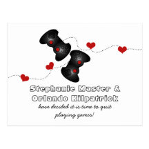 Geeky Gamers Save the Date Postcard, Dark