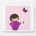 Geisha Girl and Butterflies Mouse Mat