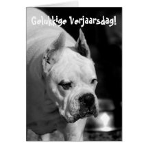Gelukkige Verjaarsdag White Boxer Birthday card