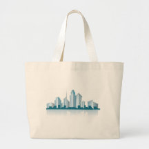 generic city skyline with offices and towers and s bag