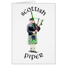 Gentleman Bagpiper in Green Kilt Cards