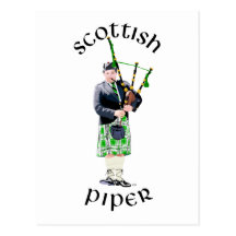 Gentleman Bagpiper in Green Kilt Postcard