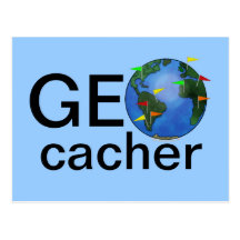 Geocacher Earth with Flags Geocaching Custom Postcards