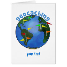 Geocaching Earth With Cache Flags Custom Greeting Card