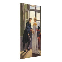 Georg Friedrich Kersting - Couple at the Window Stretched Canvas Print