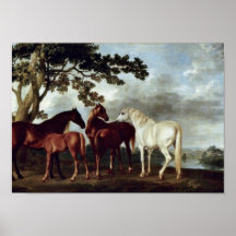 George Stubbs - Mares and Foals in a Landscape Posters