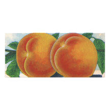 Georgia Peaches, Vintage Fruit Crate Label Art Rack Card Design