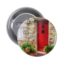 Geraniums by Red Door Pinback Buttons