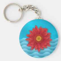 Gerbera Flower digital illustration red Key Chain
