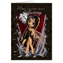 German Birthday Card - Cutie Pie Gothic Fairy