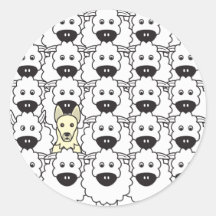 German Shepherd Dog in the Sheep Round Stickers