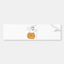 Ghost haunting pumpkin bumper stickers