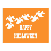 Ghost Party Halloween Postcard, Orange