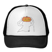 Ghost with pumpkin head hat