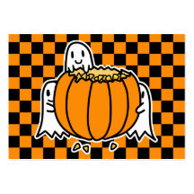 Ghosts and Pumpkin Halloween card Business Card Templates