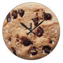 Giant chocolate chip cookie clock with numbers