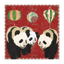 Giant Pandas Red Art Canvas canvas prints