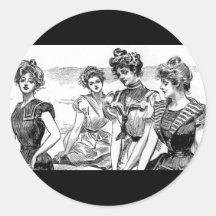 Gibson Girls at the Beach Round Stickers
