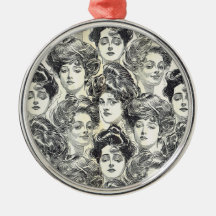 Gibson Girls by Charles Dana Gibson Circa 1902 Christmas Ornament