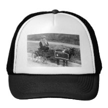 Giddy up, Billy! (Black & White) Girl Goat Wagon Trucker Hats