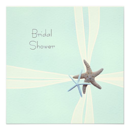 Gift Box Starfish Square Shower Invitations