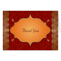 Gilded Edge Indian Frame Wedding Thank You Greeting Cards
